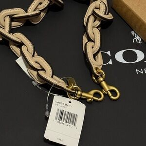 Coach Leather Chain Strap | Cream/Ivory w/Black Trim | Brass Hardware NWT